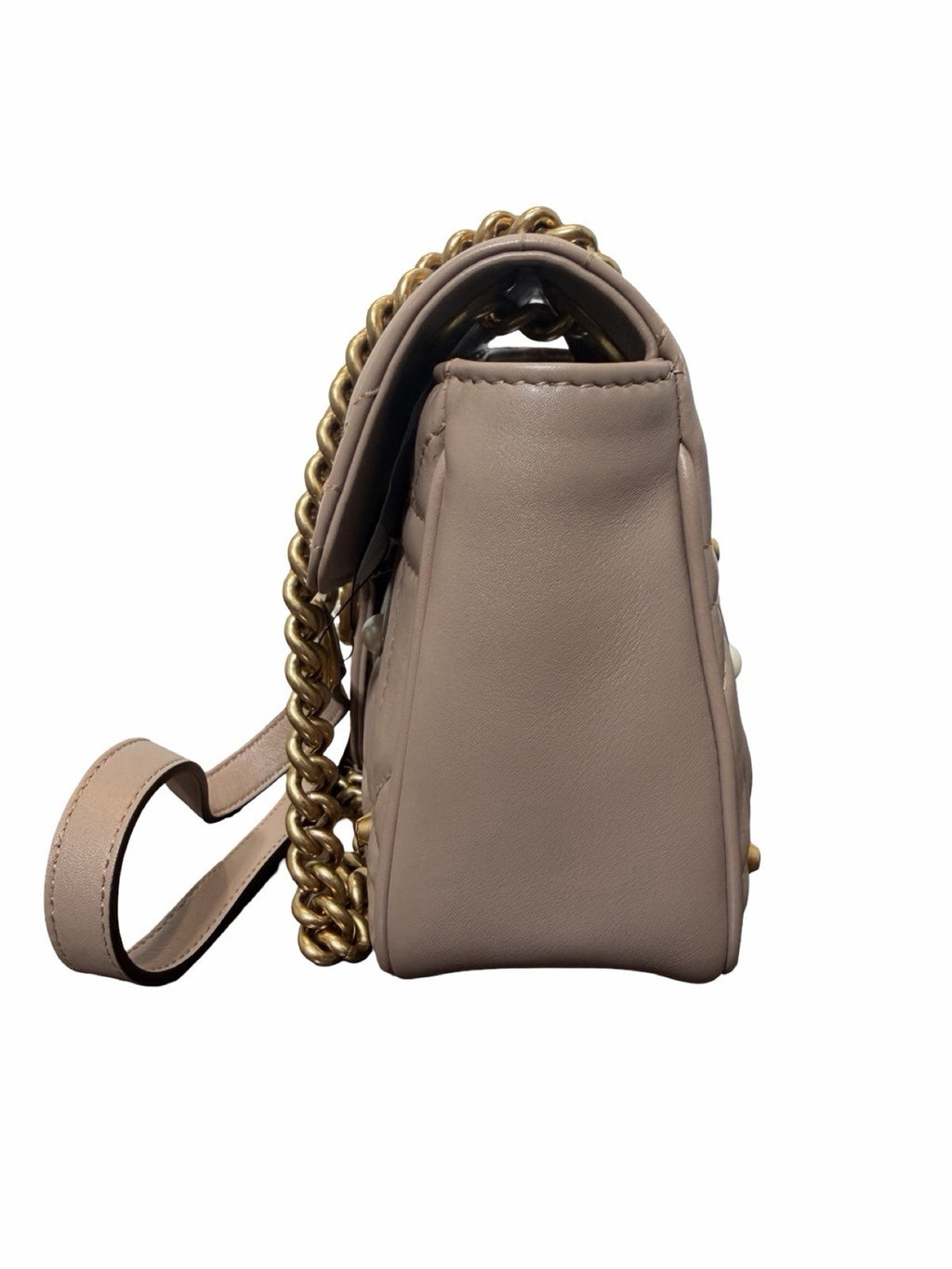 Gucci Faux Pearl Marmont Small With Gold Hardware Shoulder Bag
