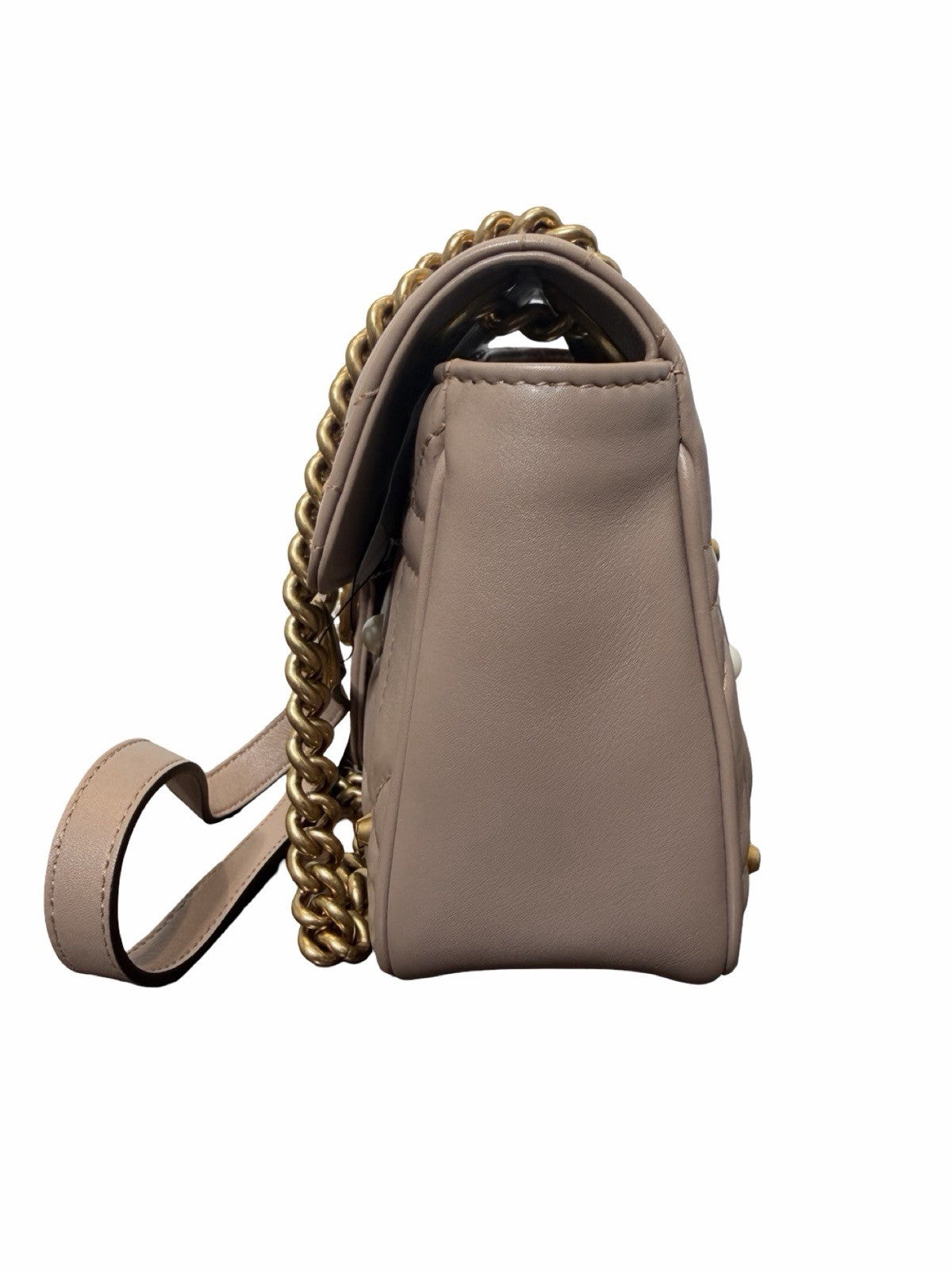 Gucci Faux Pearl Marmont Small With Gold Hardware Shoulder Bag