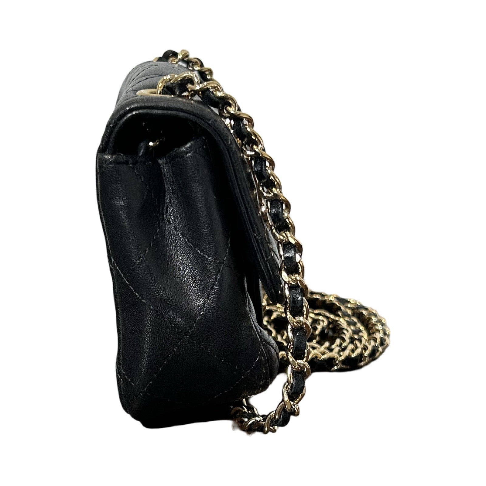 CHANEL Lambskin Quilted Extra Mini V For Victory Flap Black