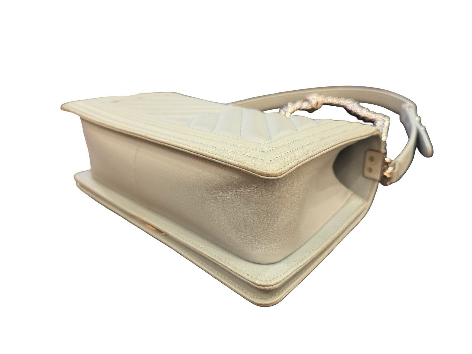 Chanel Boy Flap Bag Chevron Calfskin Old Medium Pastel Aqua