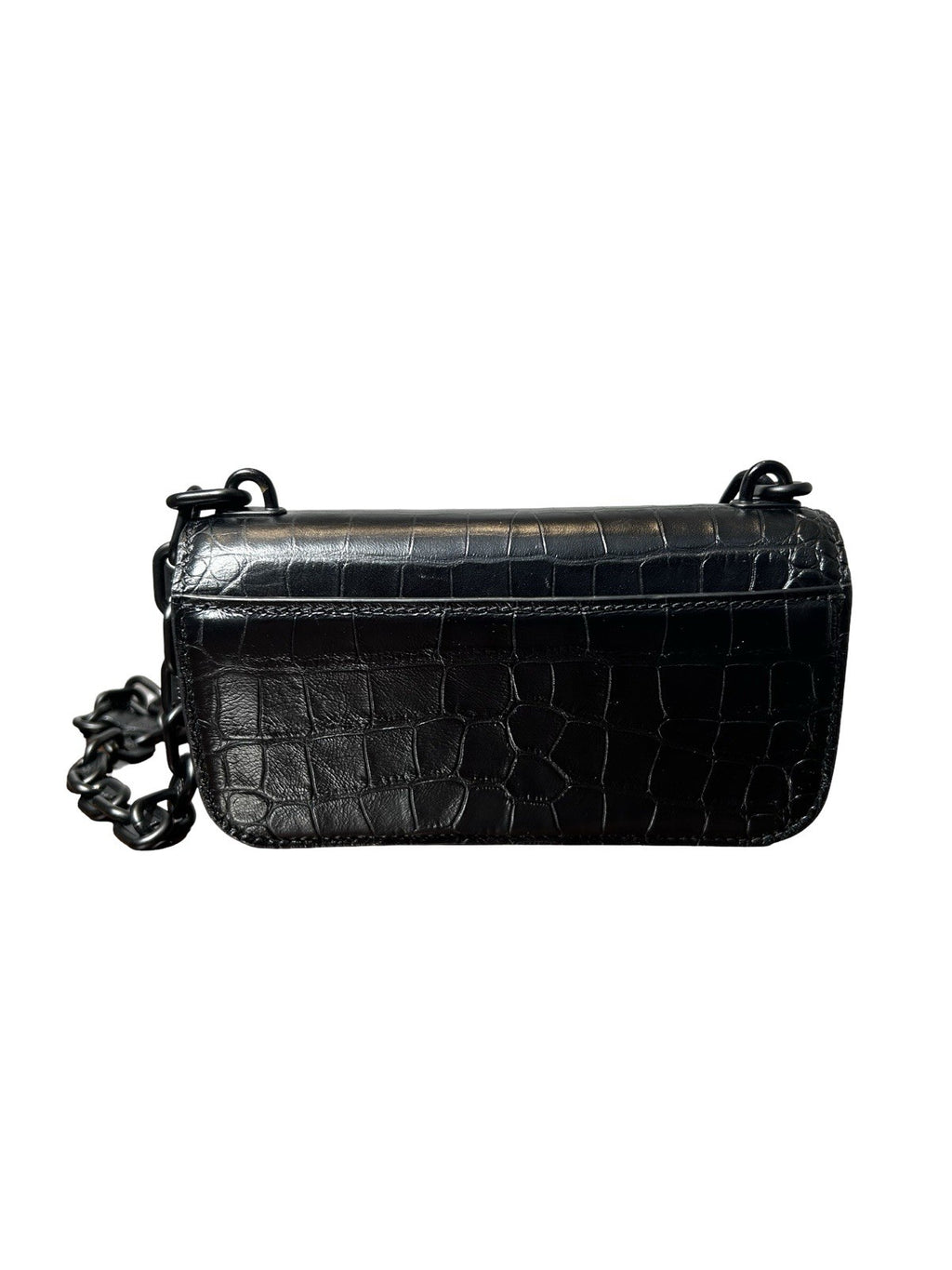 Balenciaga Extra Supple Calfskin Monochrome Crocodile Embossed Gossip Chain Bag