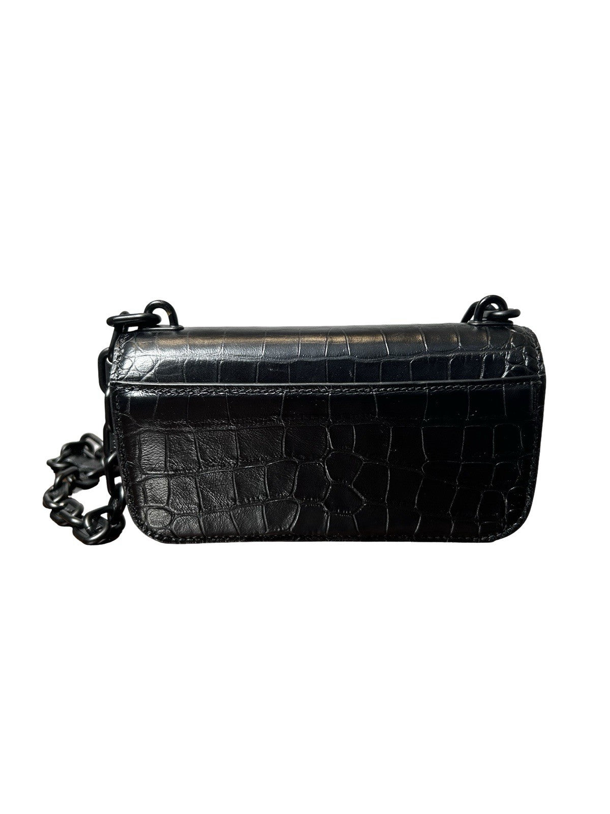 Balenciaga Extra Supple Calfskin Monochrome Crocodile Embossed Gossip Chain Bag