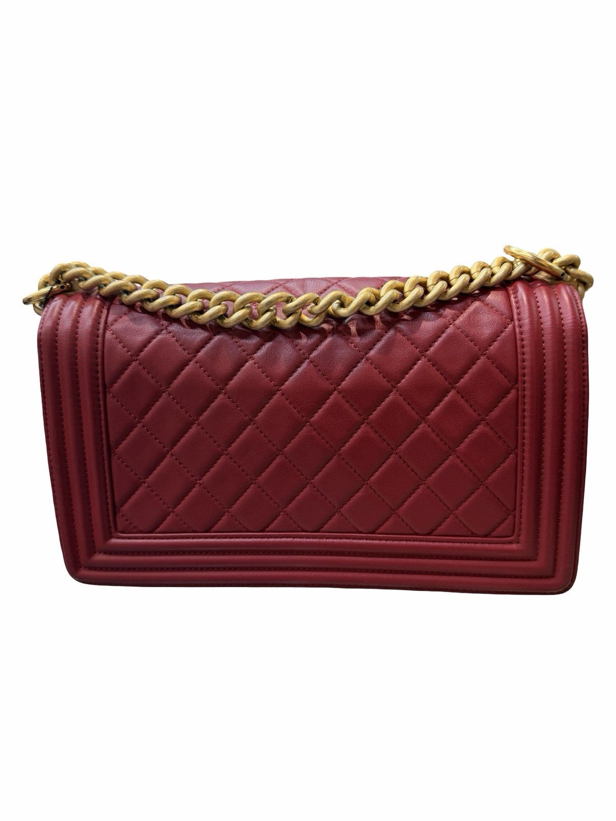 Chanel CC Medium Boy Bag  Red Leather Shoulder Bag Gold Hardware
