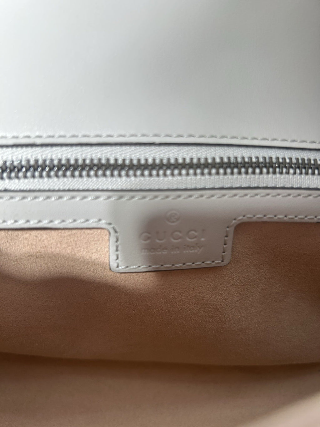 Gucci GG Marmont Flap Metelesse Leather Small Shoulder Bag Beige