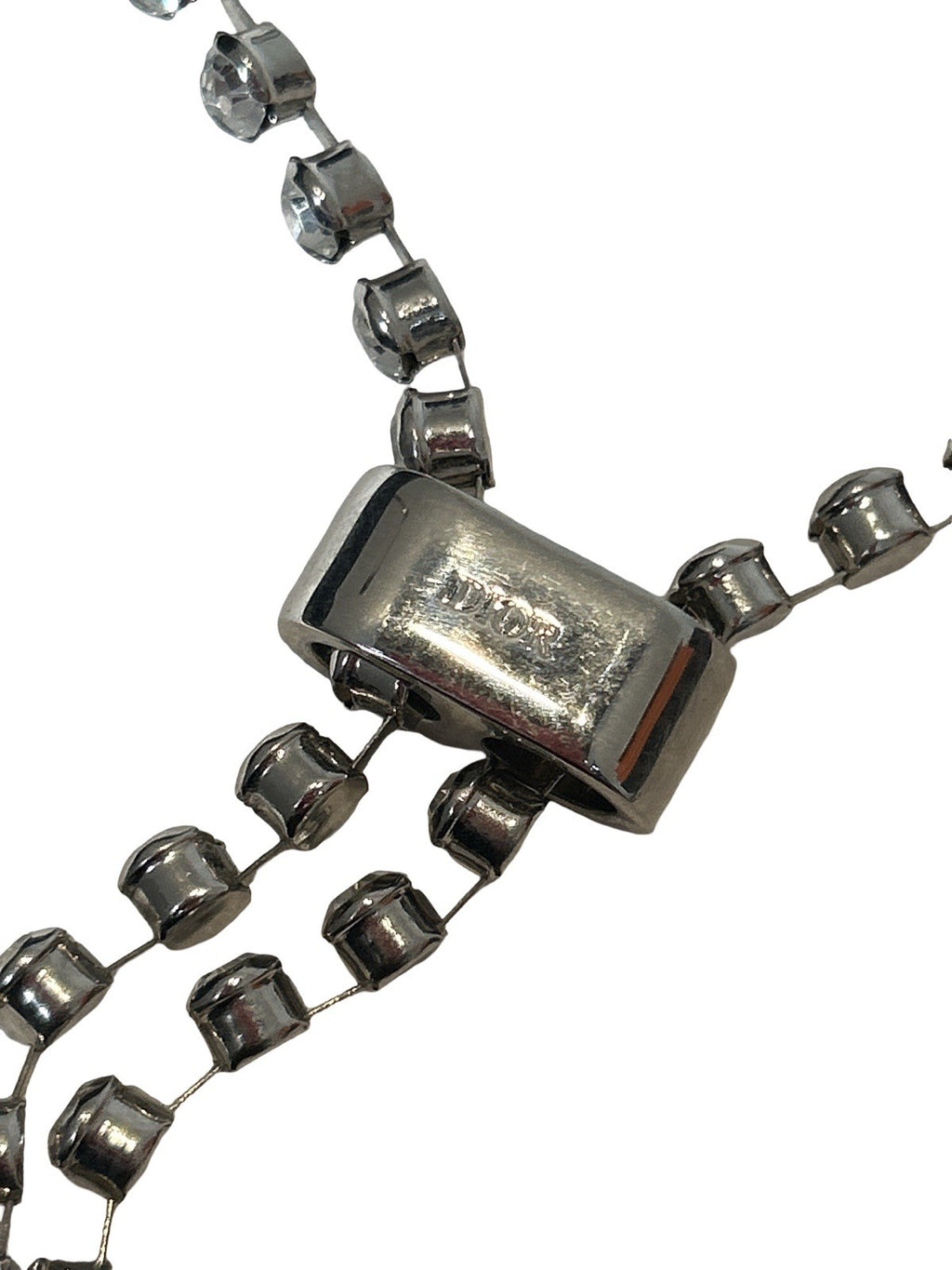 Christian Dior x ERL Choker Bib Necklace Silver-Finish Brass and White Crystals