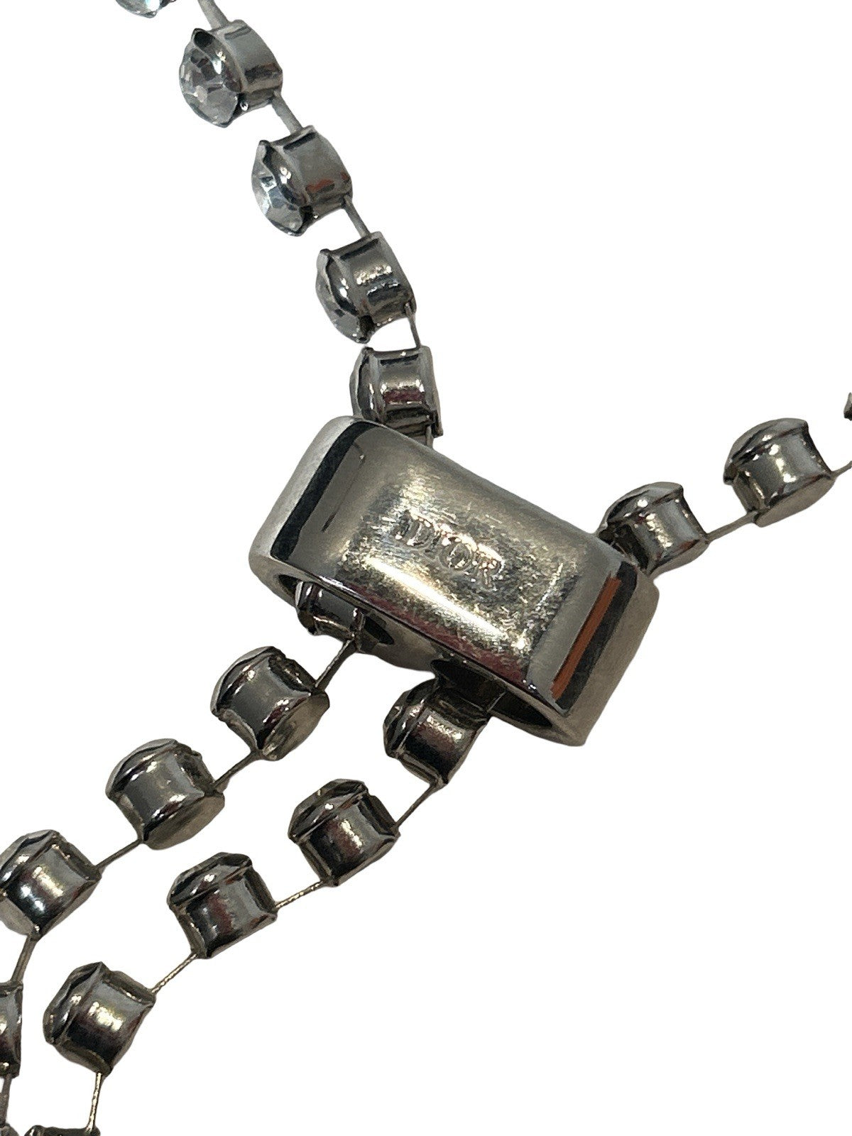 Christian Dior x ERL Choker Bib Necklace Silver-Finish Brass and White Crystals