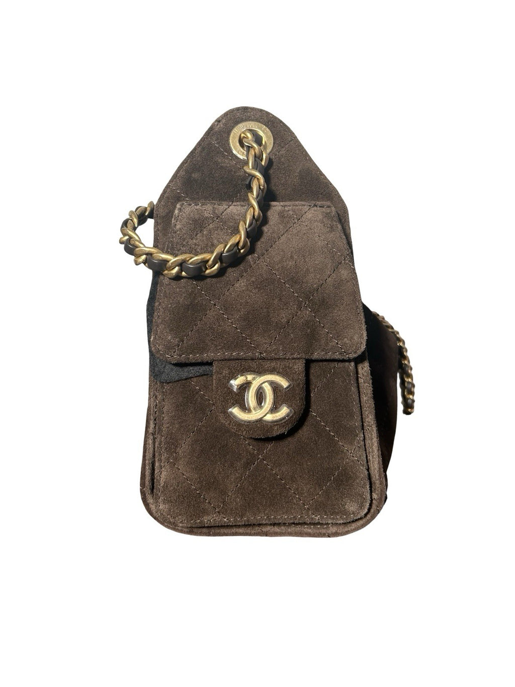 CHANEL Suede Quilted Mini Chanel 25 Handbag