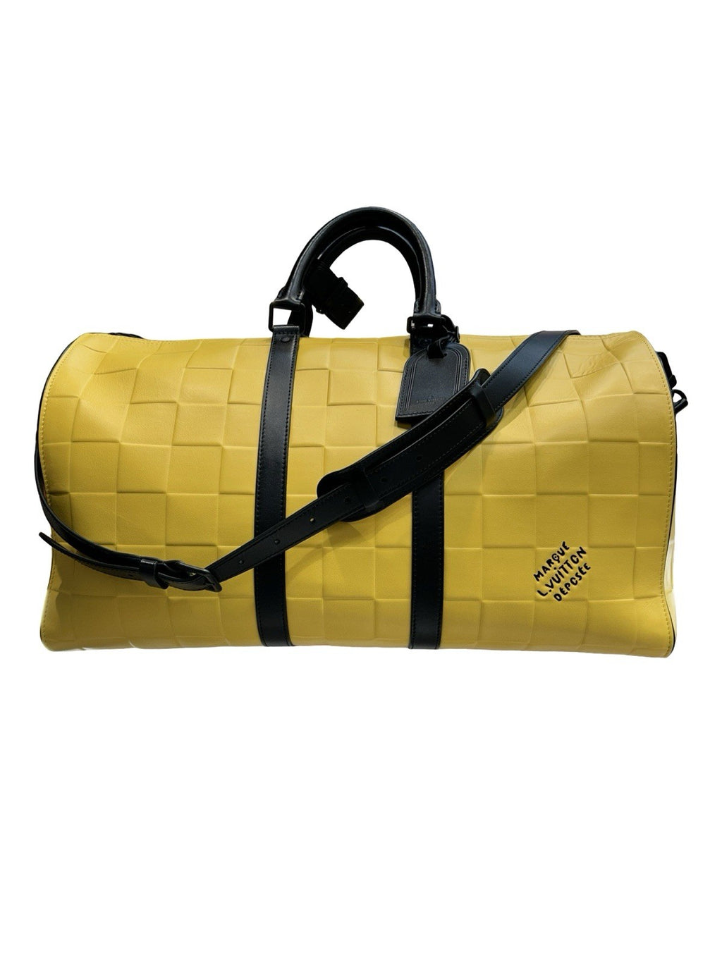 Louis Vuitton Leather Keepall Yellow Bandouliere 50