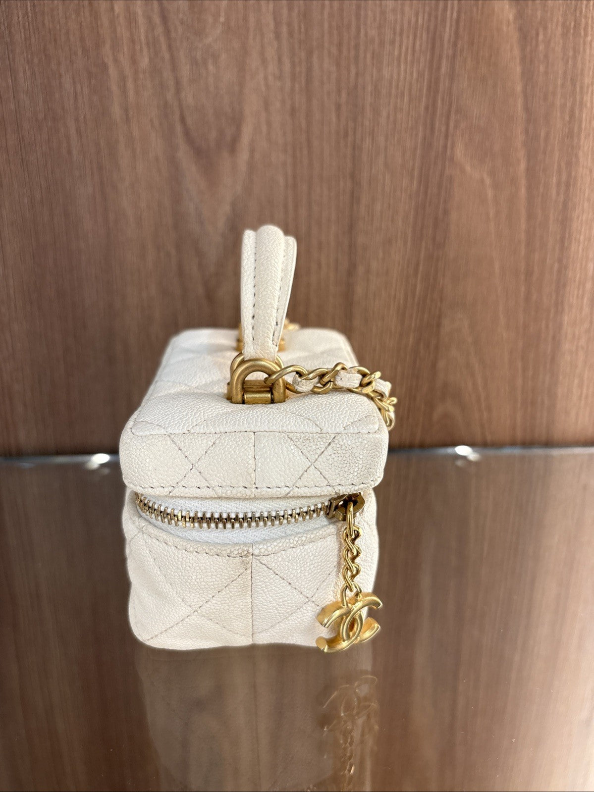 CHANEL CC GHW Mini Chain Shoulder 2 Way Shoulder Bag Calfskin Leather White