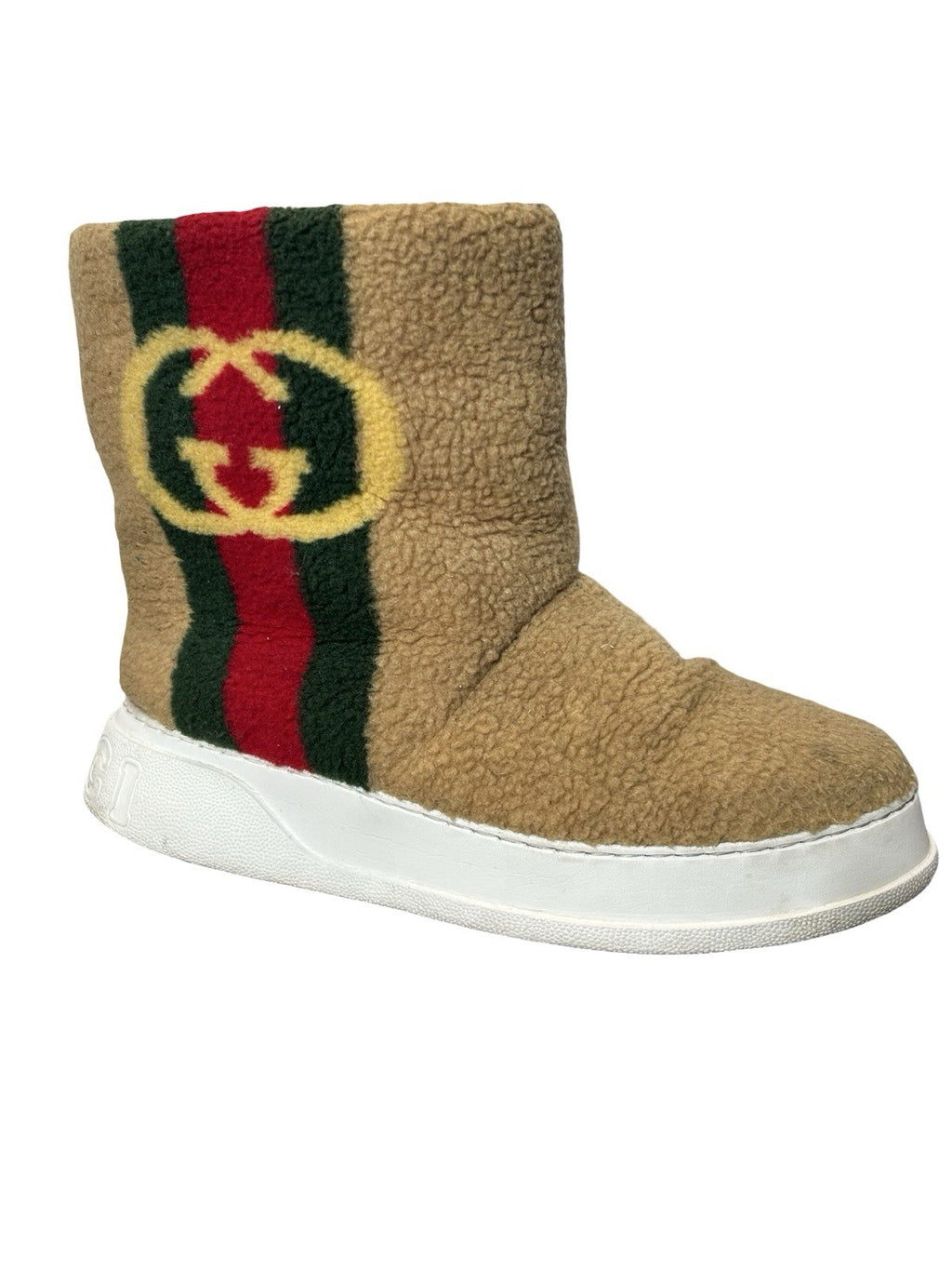 Gucci Web Accent Shearling Boots Size 11.5US