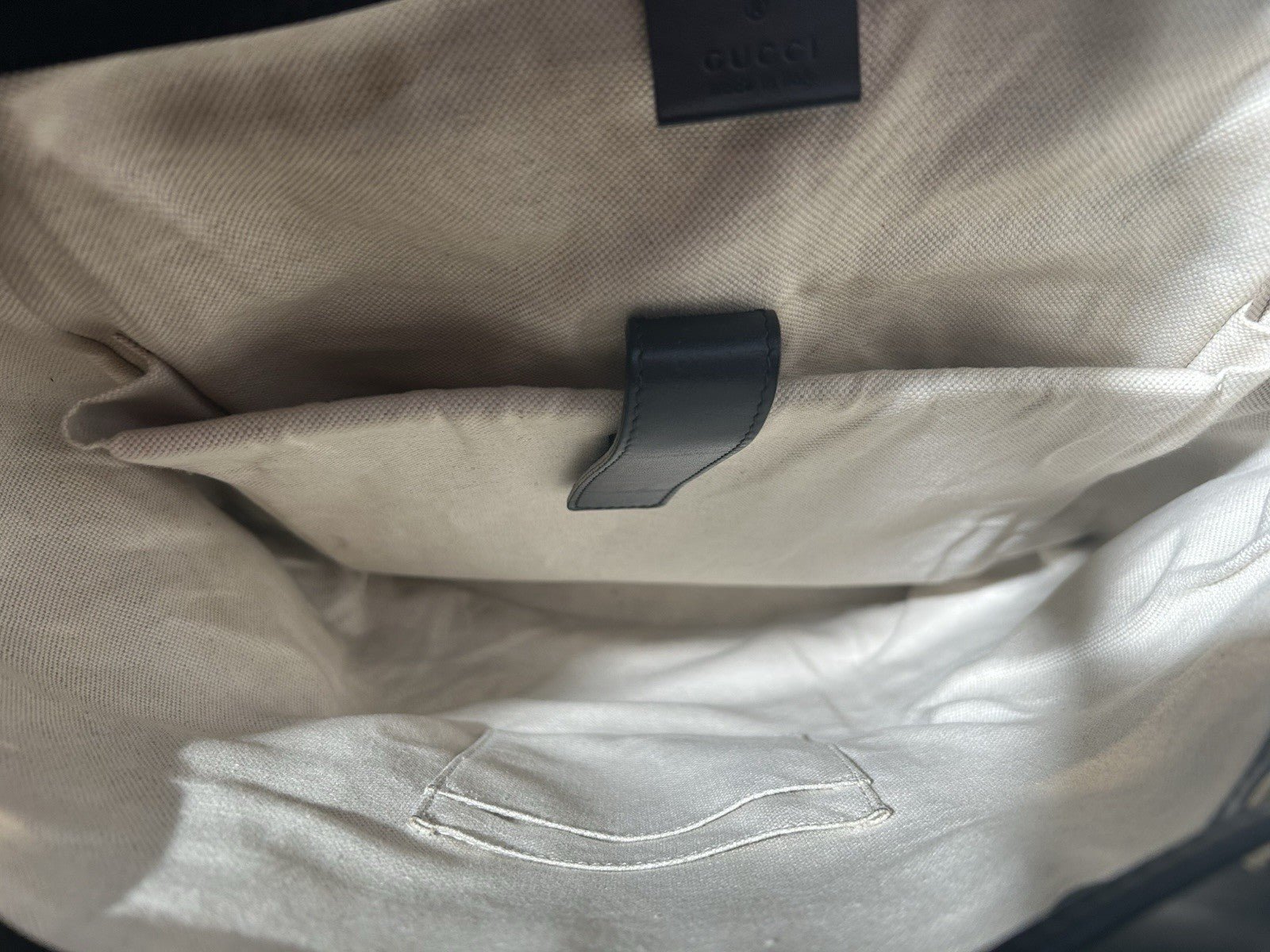 Gucci Double Buckle Backpack GG Embossed Perforated Leather Large