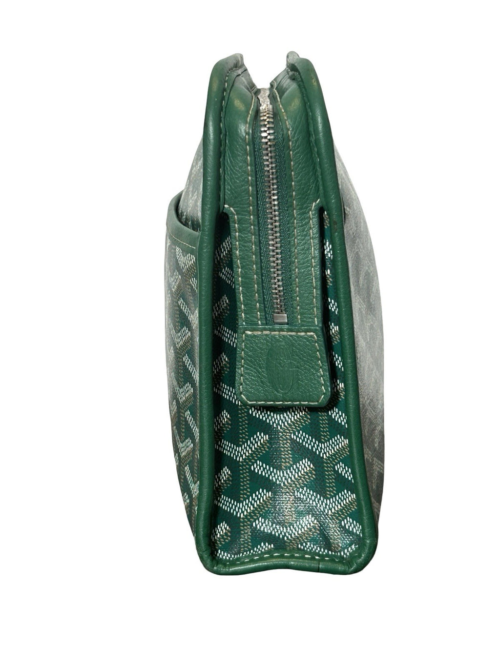 Goyard Jouvence Toiletry Pouch Green Coated Canvas MM Clutch Bag AUTHENTIC