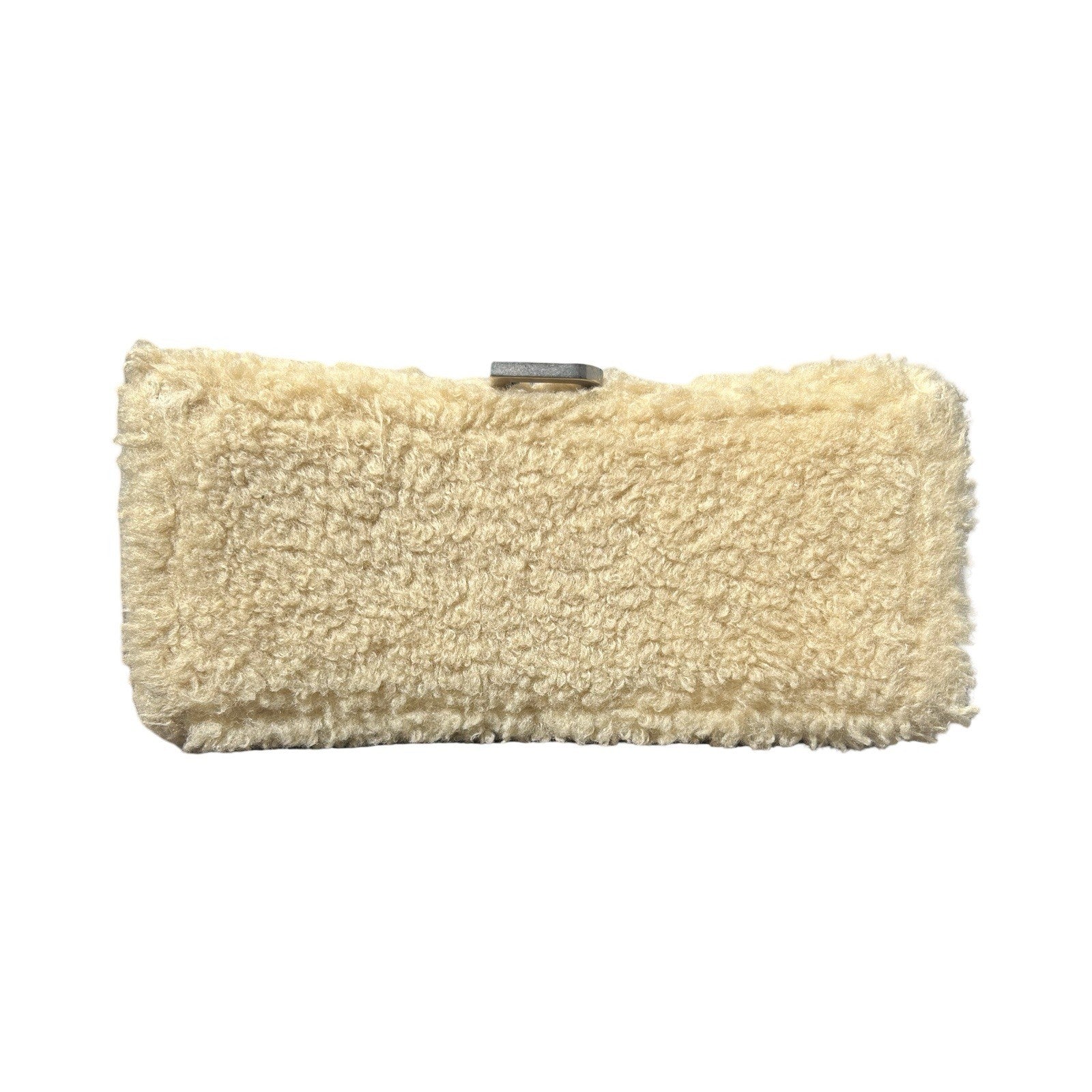 Balenciaga Curly Faux Shearling Small Hourglass Top Handle Bag Beige