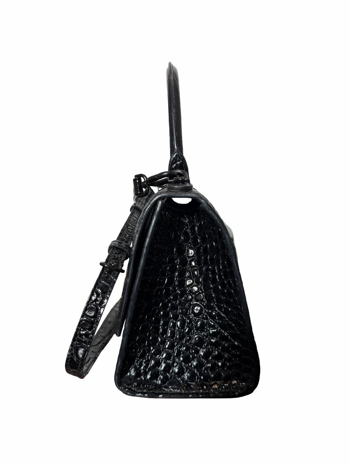 Balenciaga Hourglass XS Top Handle Crocodile Embossed Leather