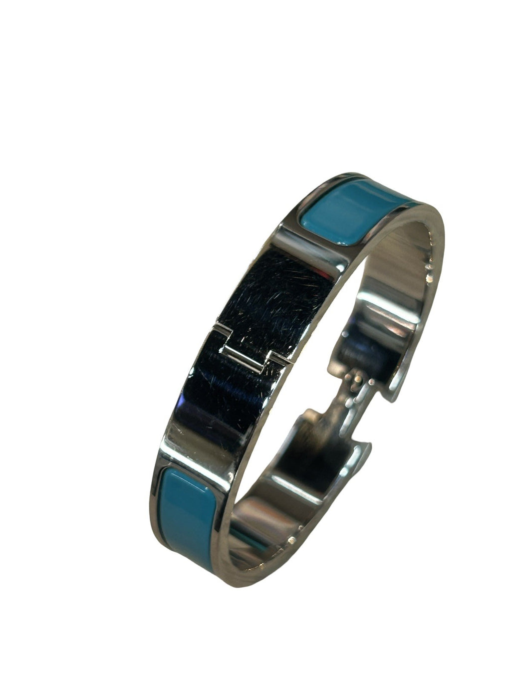 Hermès Clic Clac Bracelet Enamel And Metal Blue