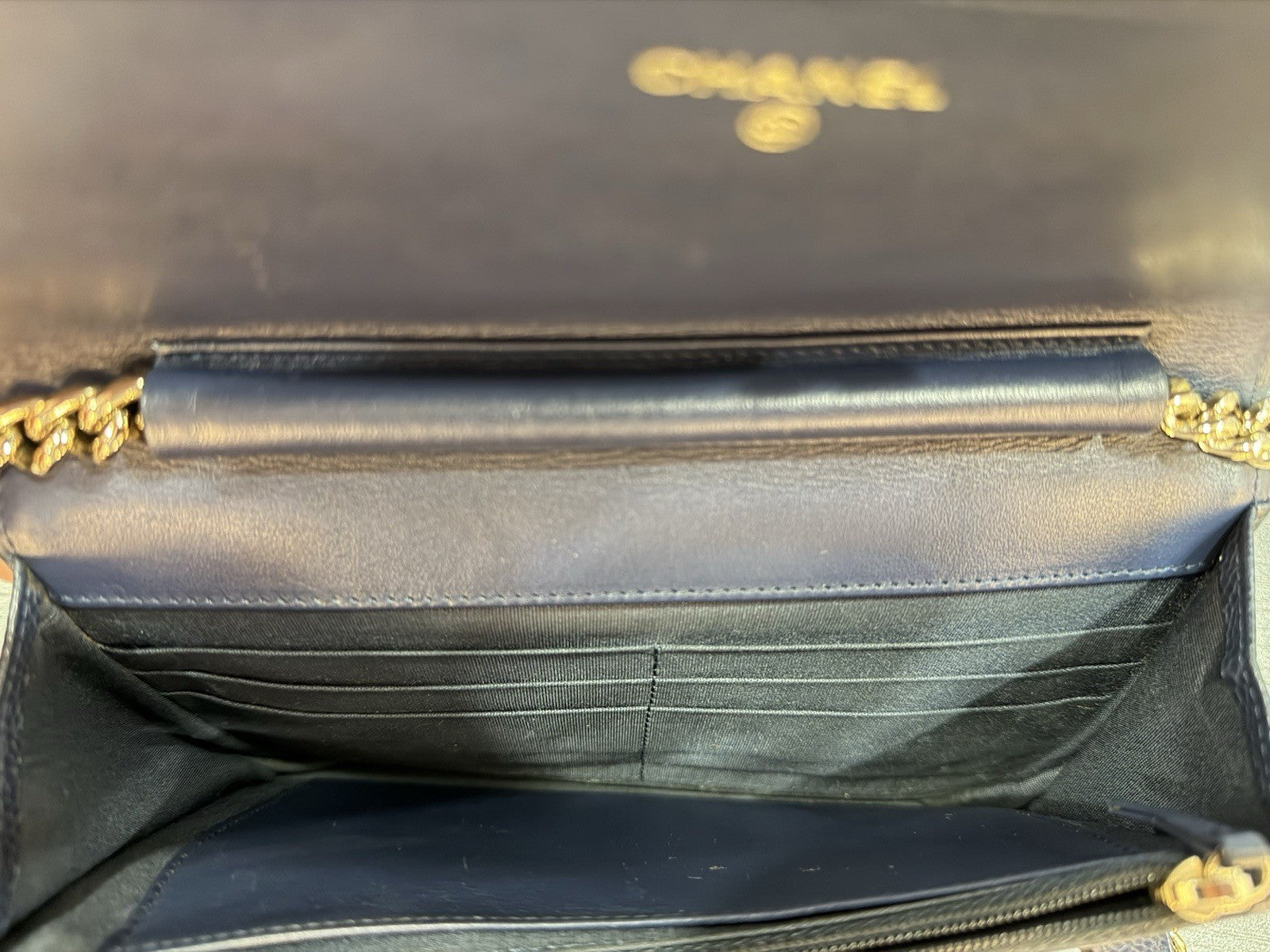 Chanel Boy Wallet on Chain (WOC) Caviar Leather Navy Blue Gold Hardware