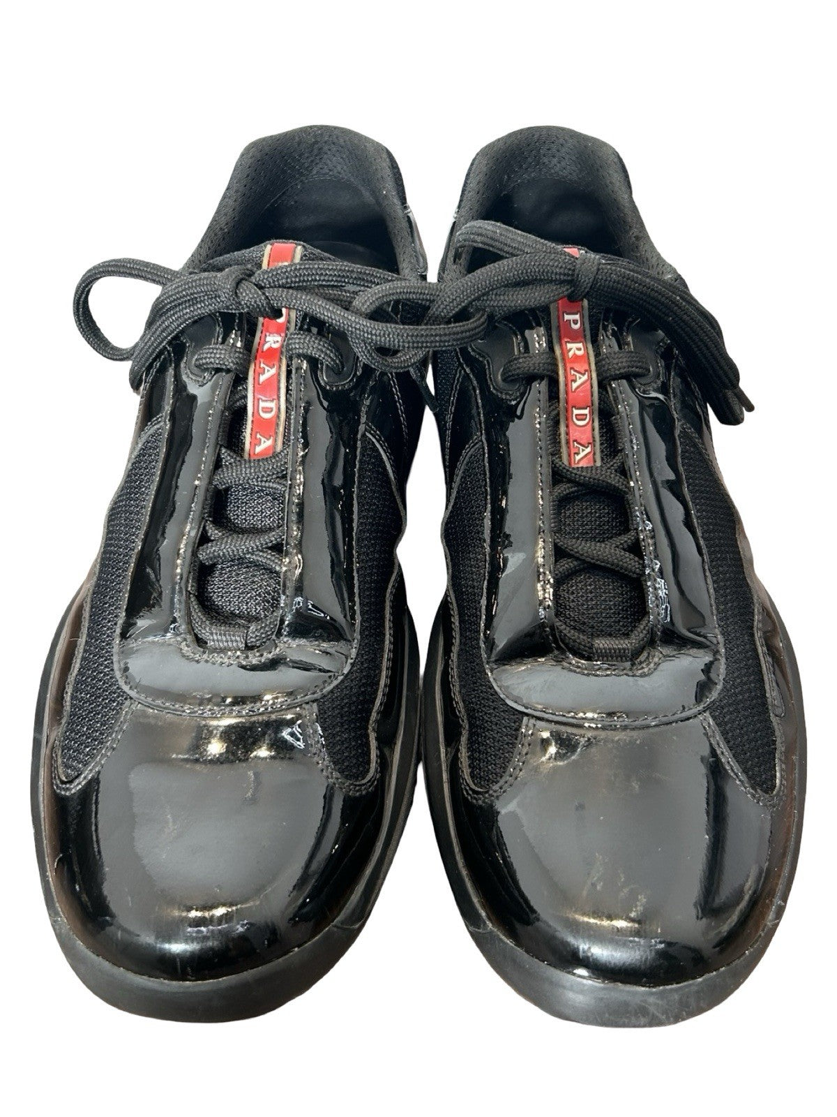 Prada American Cup Patent Leather Low Trainers Size 11US