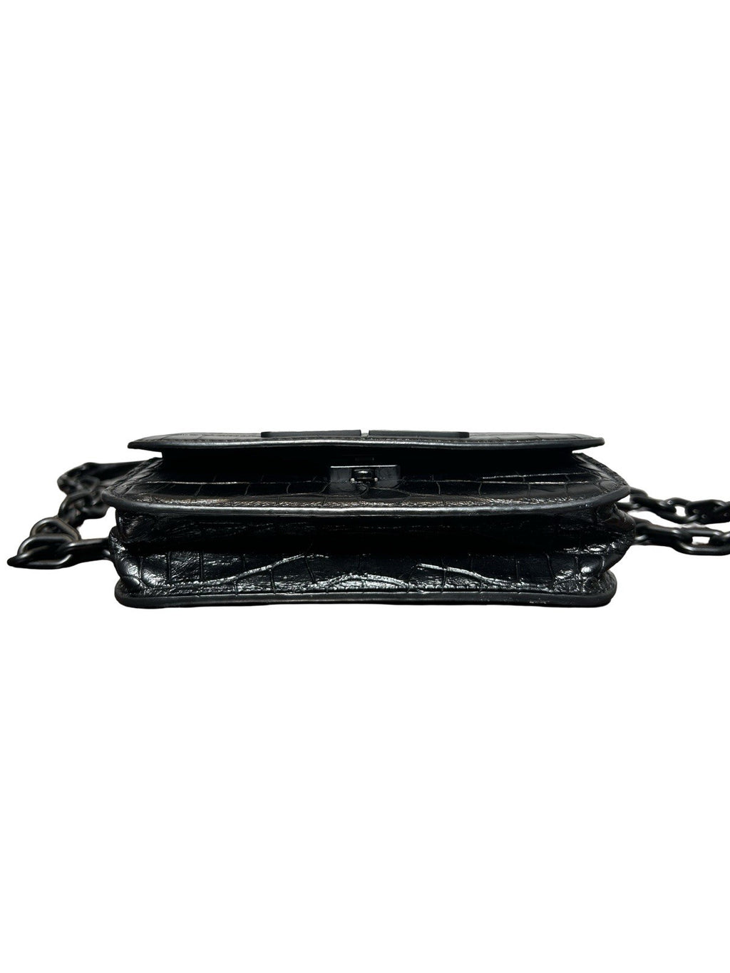 Balenciaga Extra Supple Calfskin Monochrome Crocodile Embossed Gossip Chain Bag