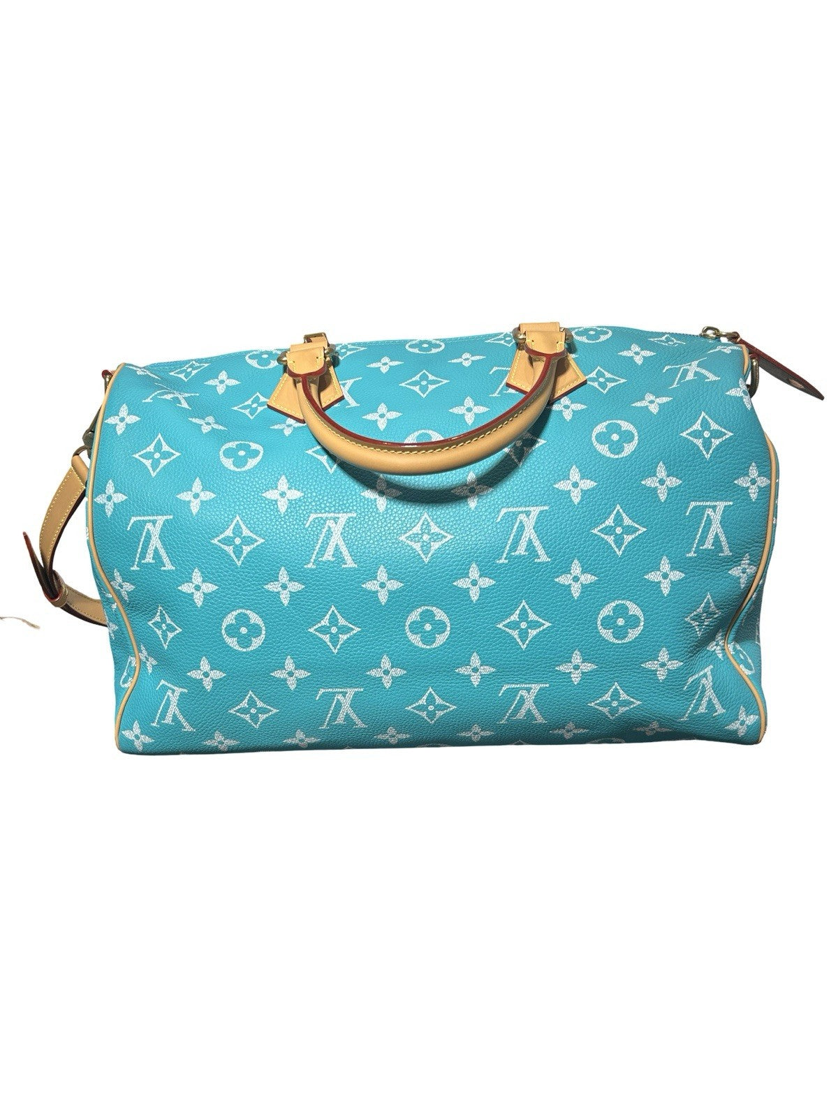 LOUIS VUITTON Calfskin Monogram Speedy P9 Bandouliere 40 Turquoise