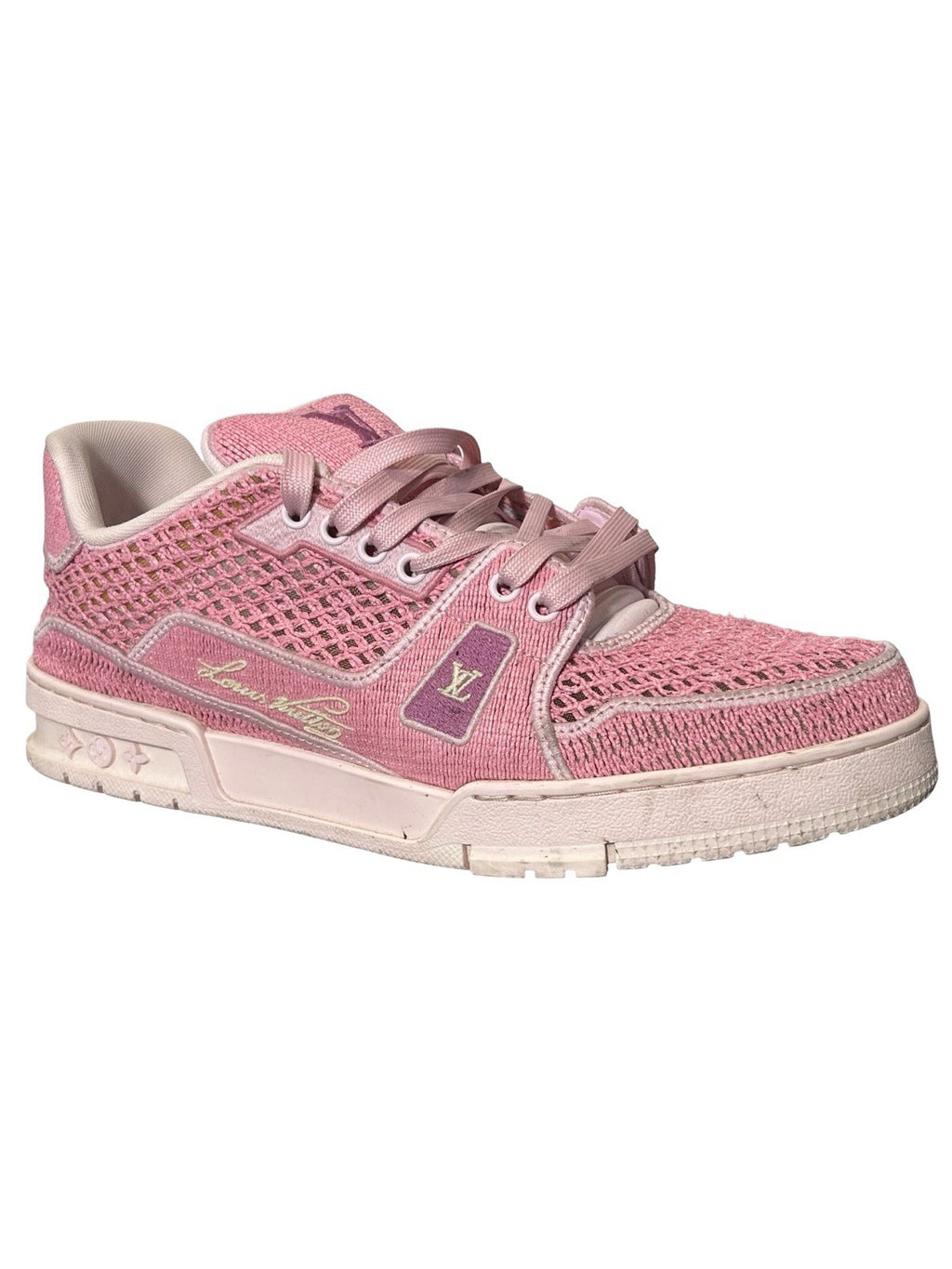 Louis Vuitton LV Trainers Pink Knit Fabric And Raffia Materials 10.5Lv / 11.5 US