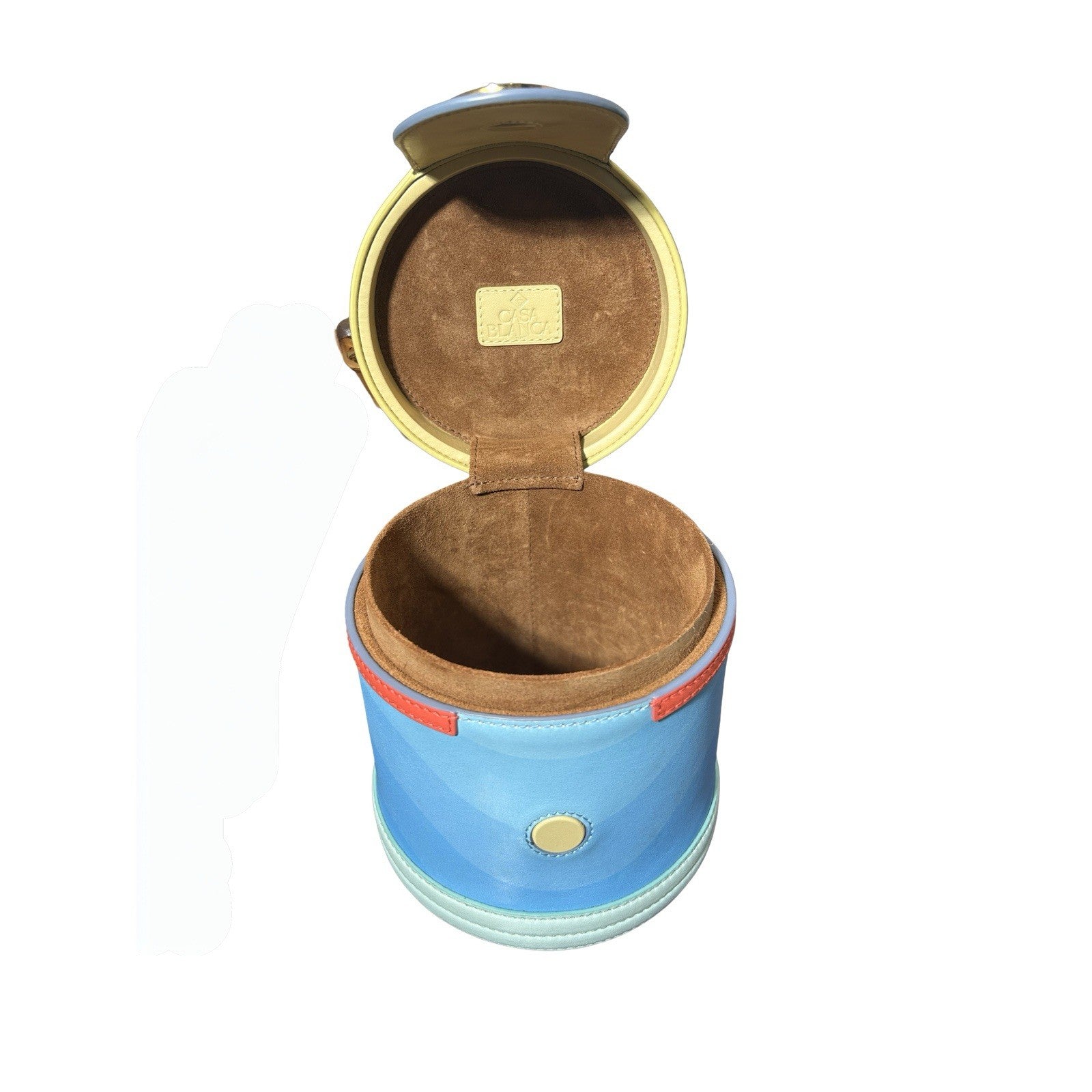 Casablanca Colorblock Calfskin Cylinder Top Handle Bag