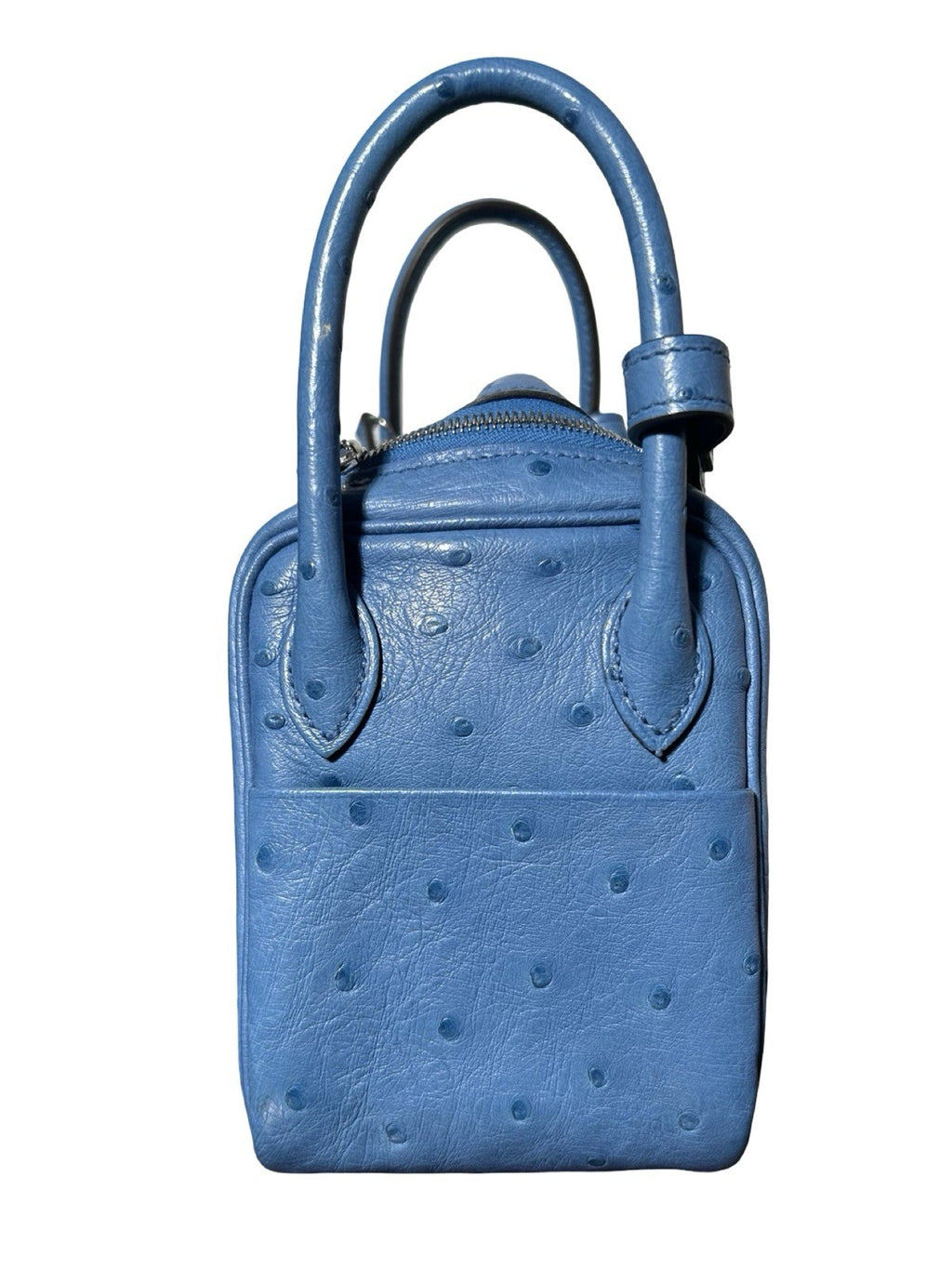 Hermes Lindy mini shoulder bag in Bleu France ostrich leather
