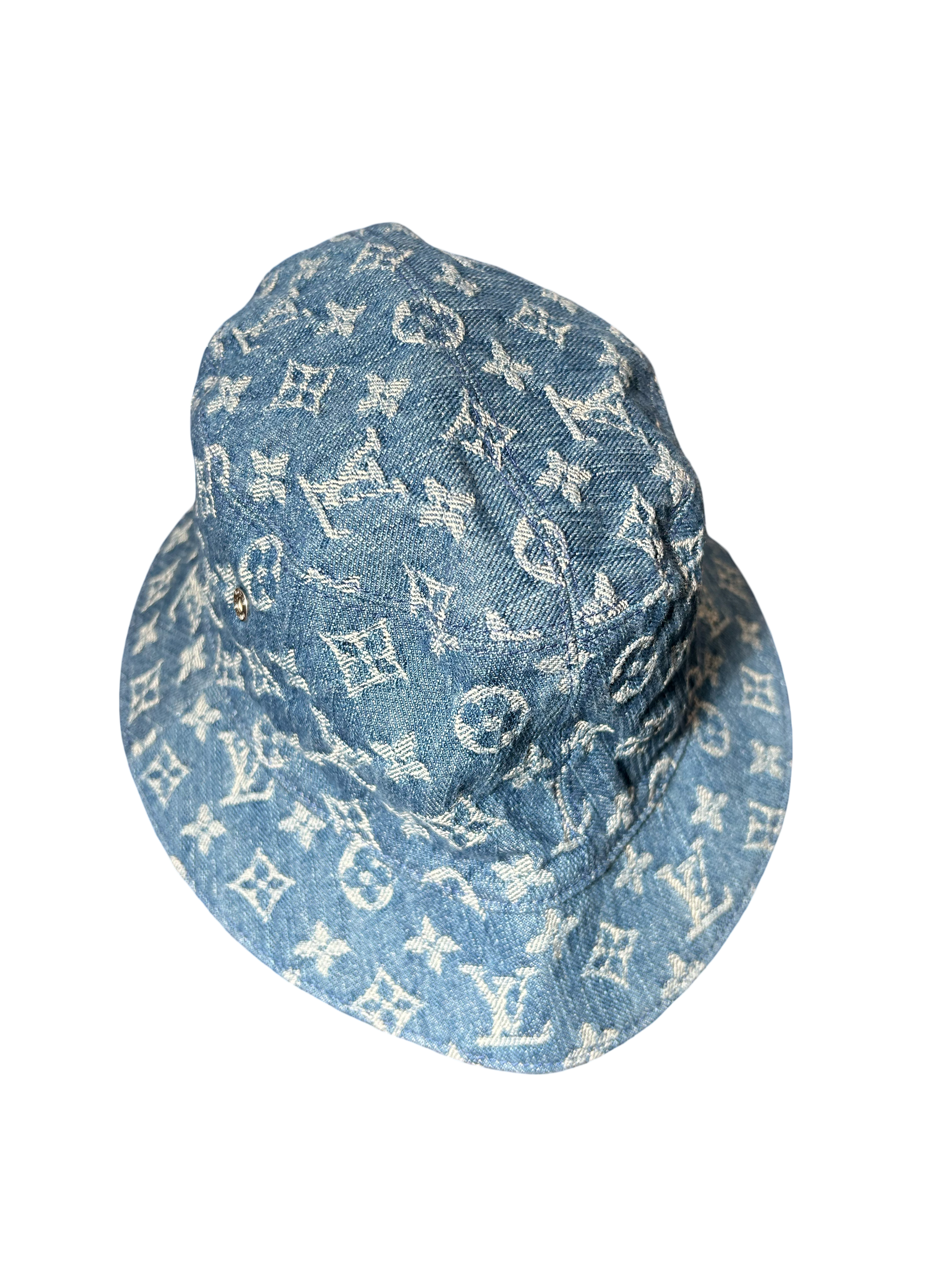Louis Vuitton Denim Monogram Bucket Hat Size Large
