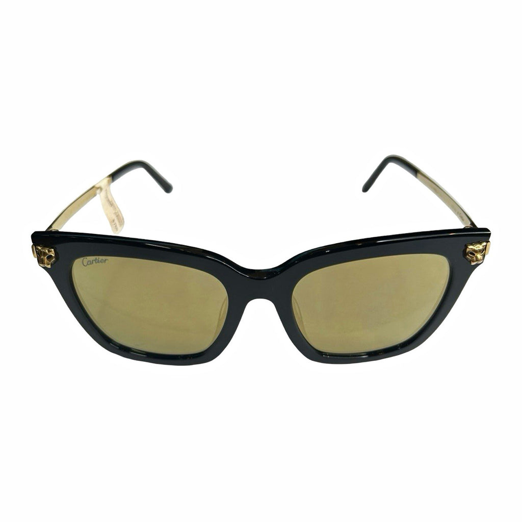 Cartier De Panthere Tinted Lens Square Black Gold Tone Hardware Size 145