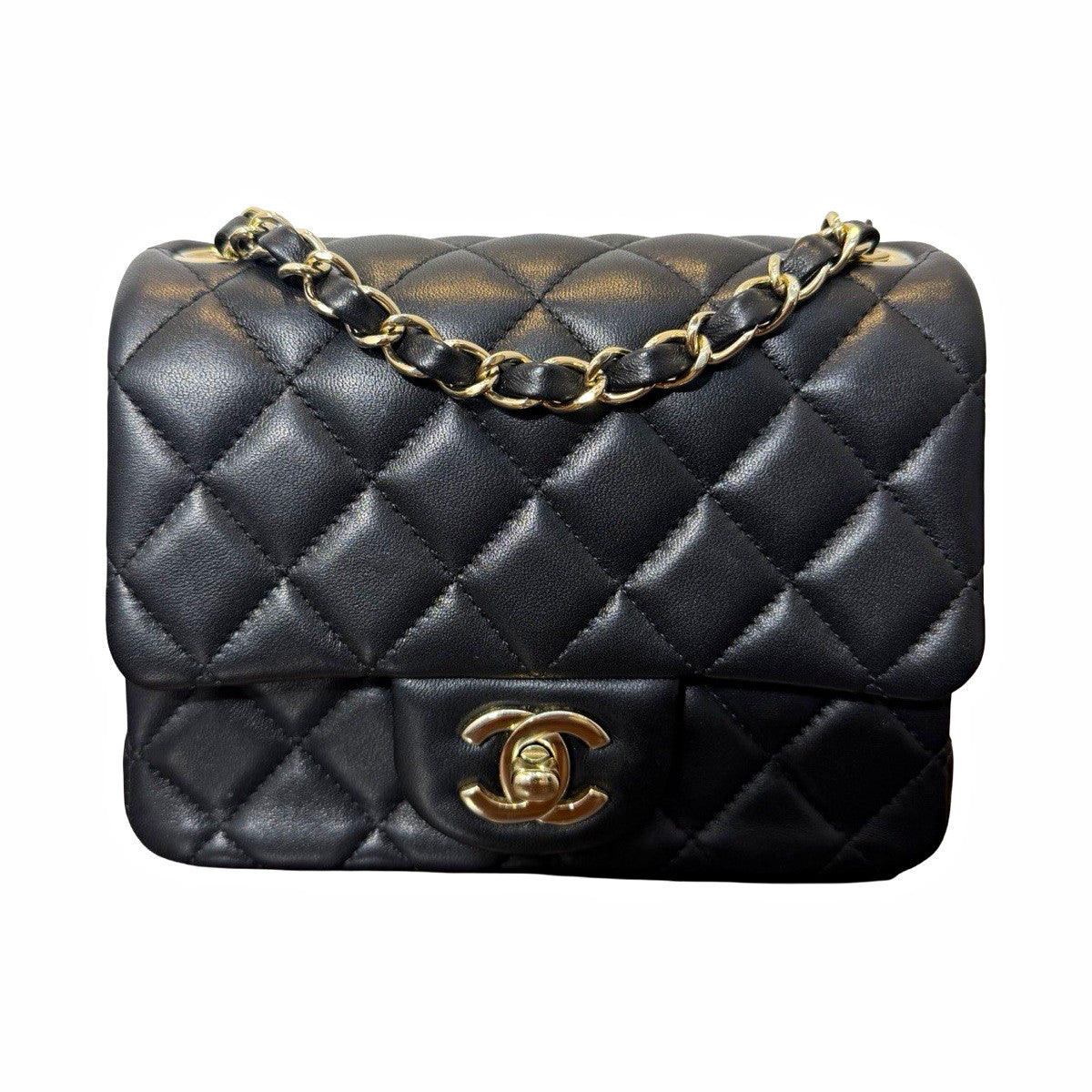 Chanel Square Classic Single Flap Bag Quilted Lambskin Mini