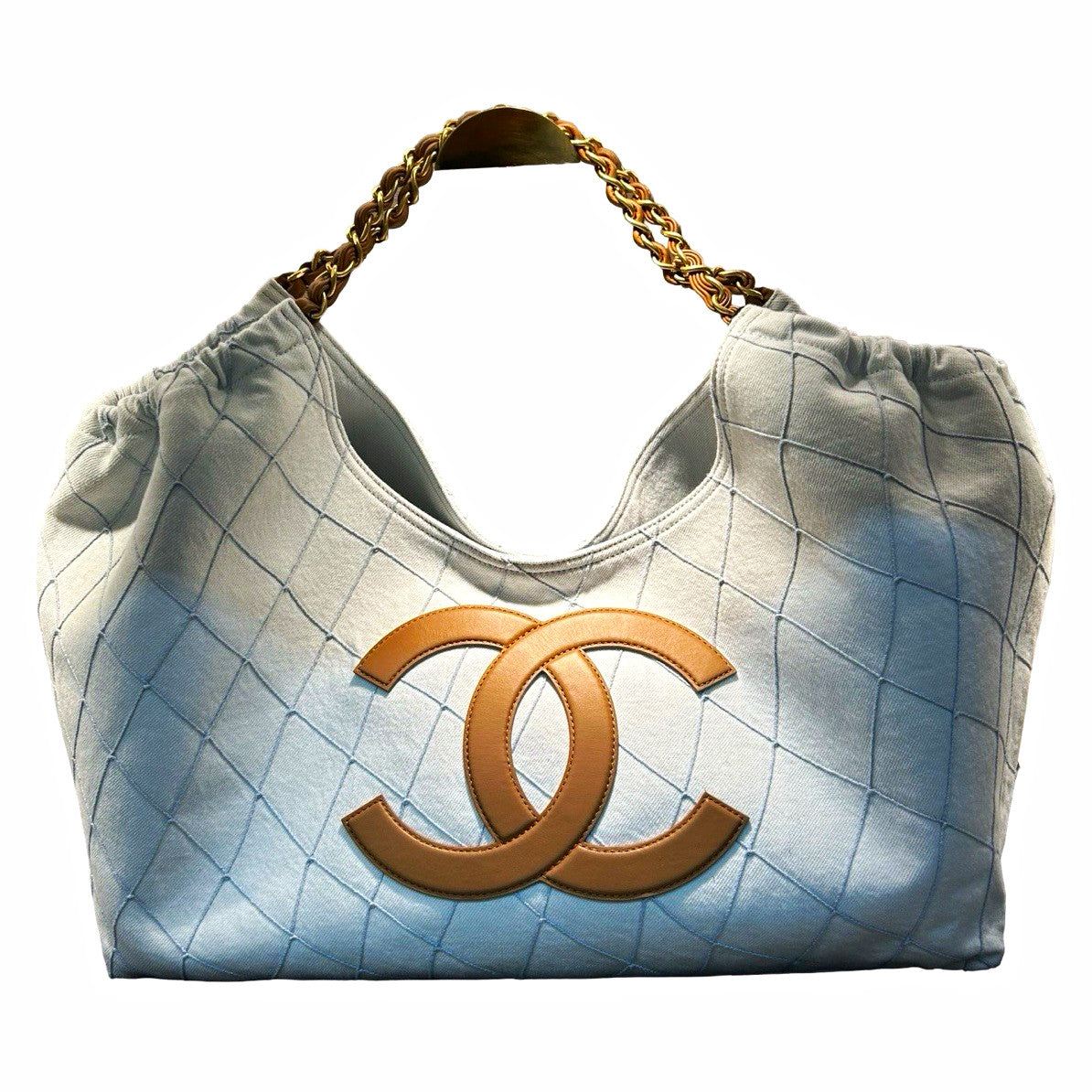 Chanel Denim Quilted Coco Beach Bag 