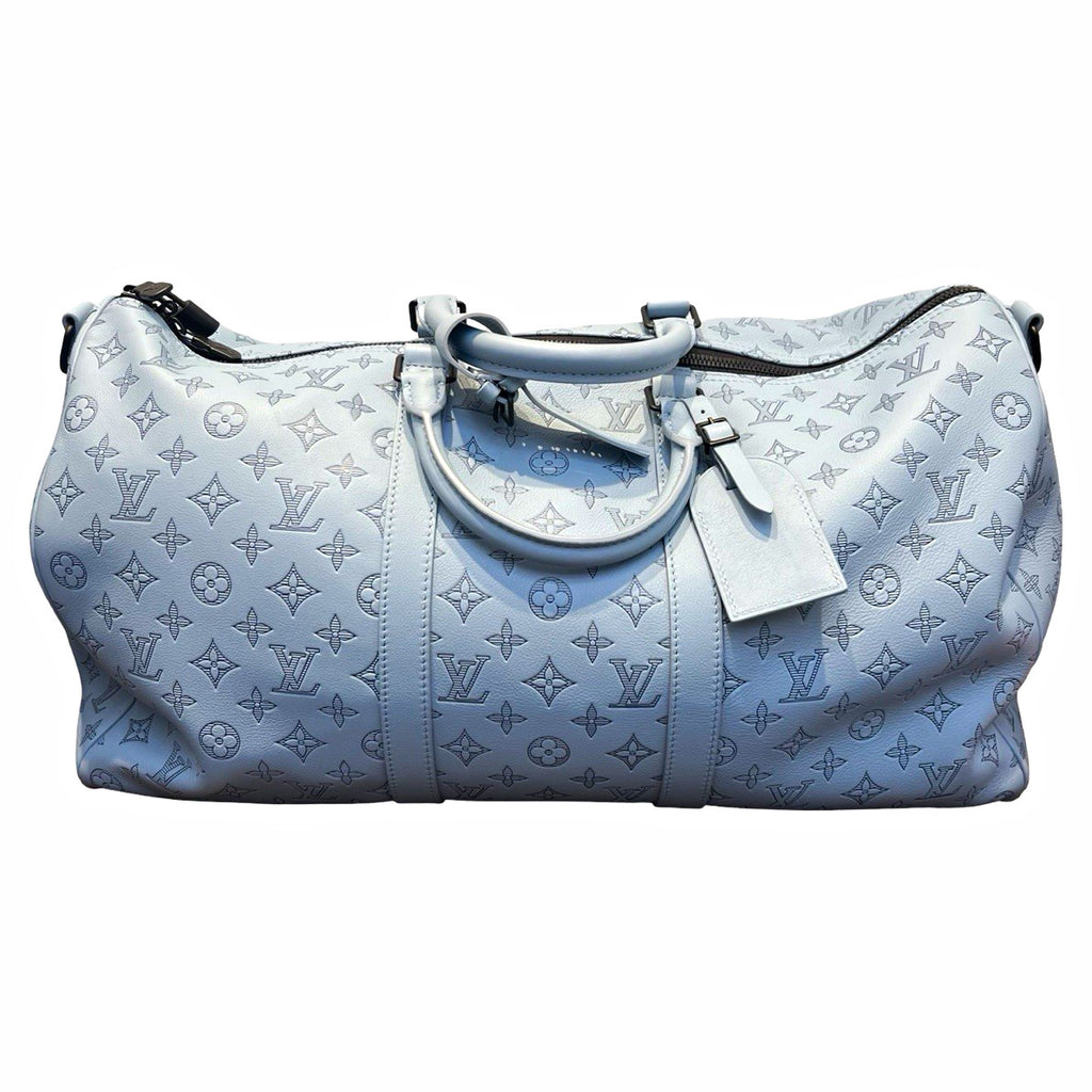 Louis Vuitton LV Monogram Light Blue Keepall Bandouliere Size 50