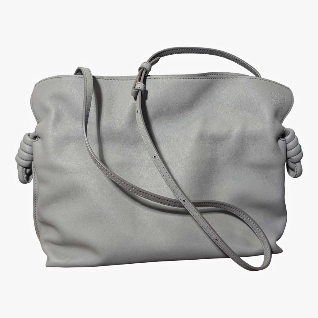 Loewe Leather Flamenco Knot Grey Shoulder Bag