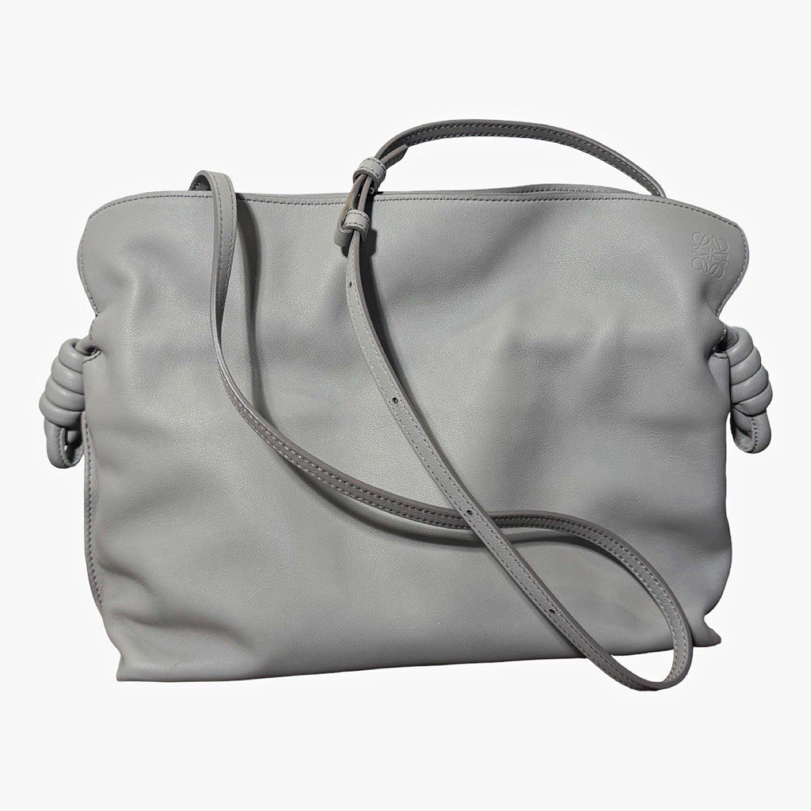 Loewe Leather Flamenco Knot Grey Shoulder Bag
