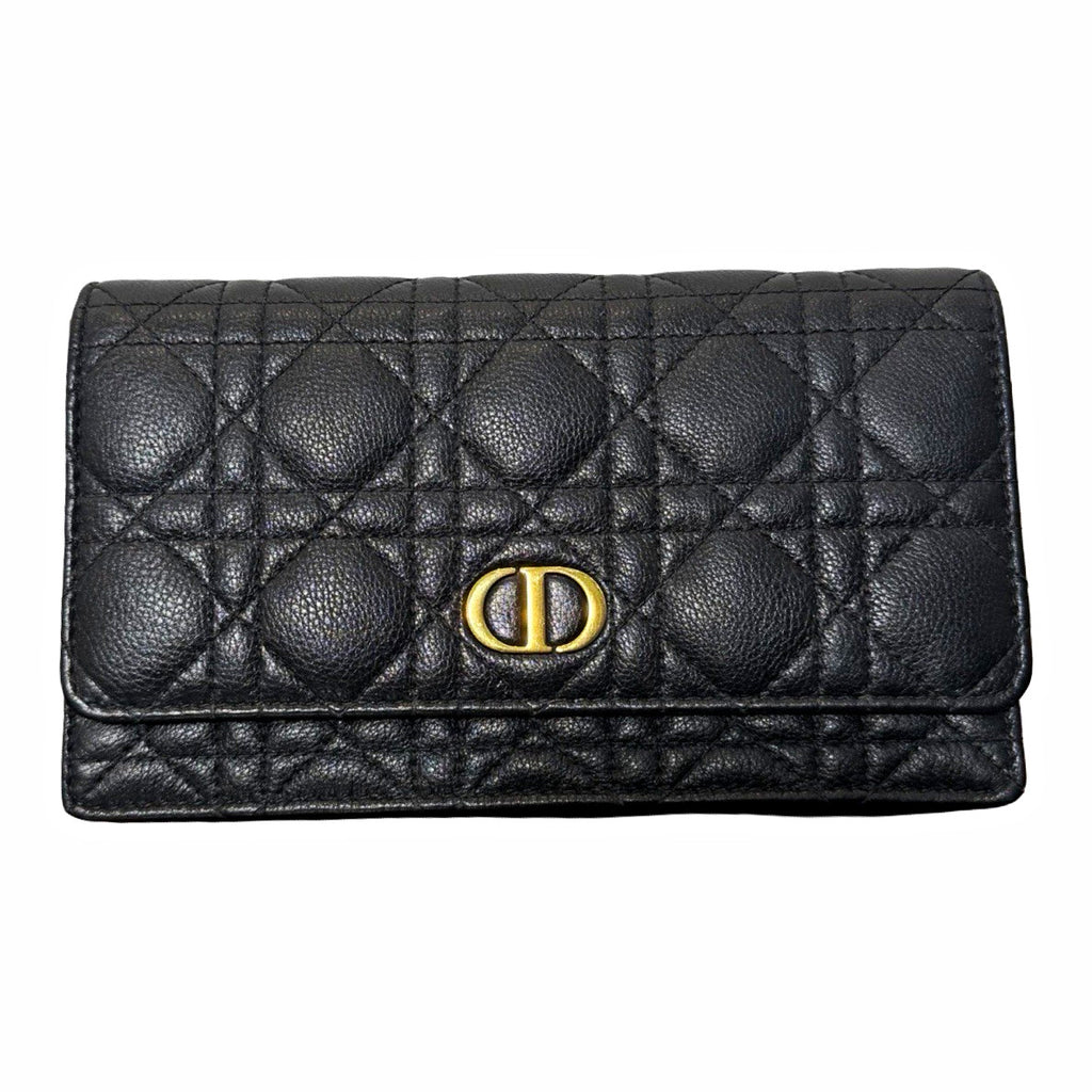 Dior Caro  Black Pouch with Chain 