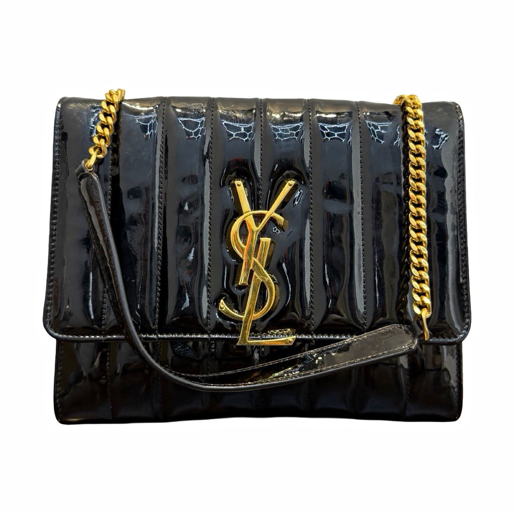 Saint Laurent  Medium Monogram Vicky Black Patent Should bag 