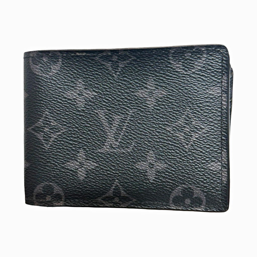 Louis Vuitton Men's Bifold Wallet Black/Gray Logo Pattern 