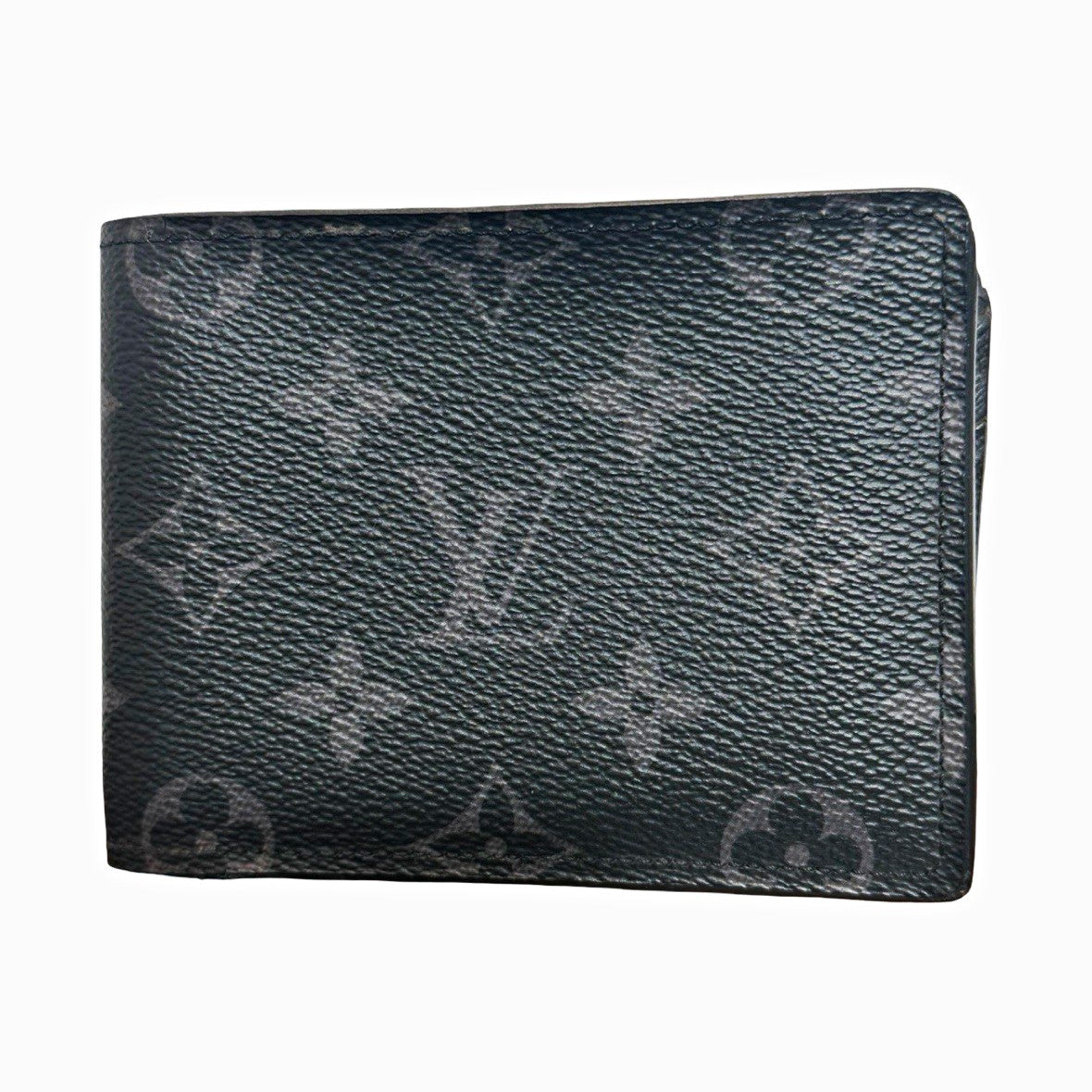 Louis Vuitton Men's Bifold Wallet Black/Gray Logo Pattern 