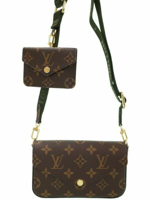 Louis Vuitton Felicie Green Interior Shoulder Bag Brown Canvas